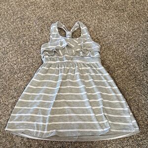 Charming Gray Striped Kids Dress